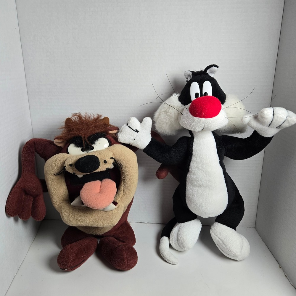 Looney Tunes Vintage Taz Sylvester Tasmanian Devil Cat Plush Lot NOT WORKING